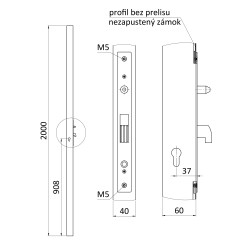 Profil 60x40x1,5mm H-2000mm so zámkom bez zapustenia Profil 60x40x1,5mm H-2000mm so zámkom bez zapustenia